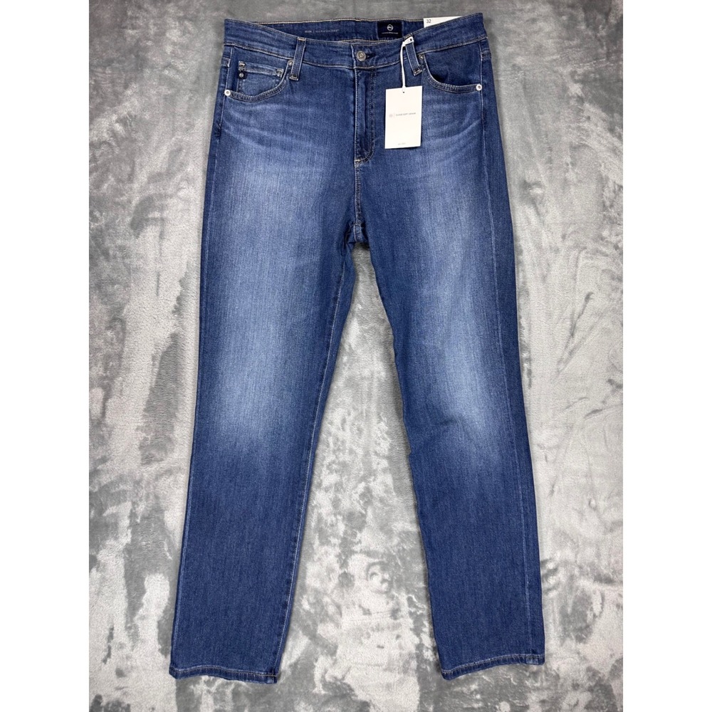 AG Adriano Goldschmied Mari Mid-Rise Slim Straight Jeans Blue 32 Cloud Soft